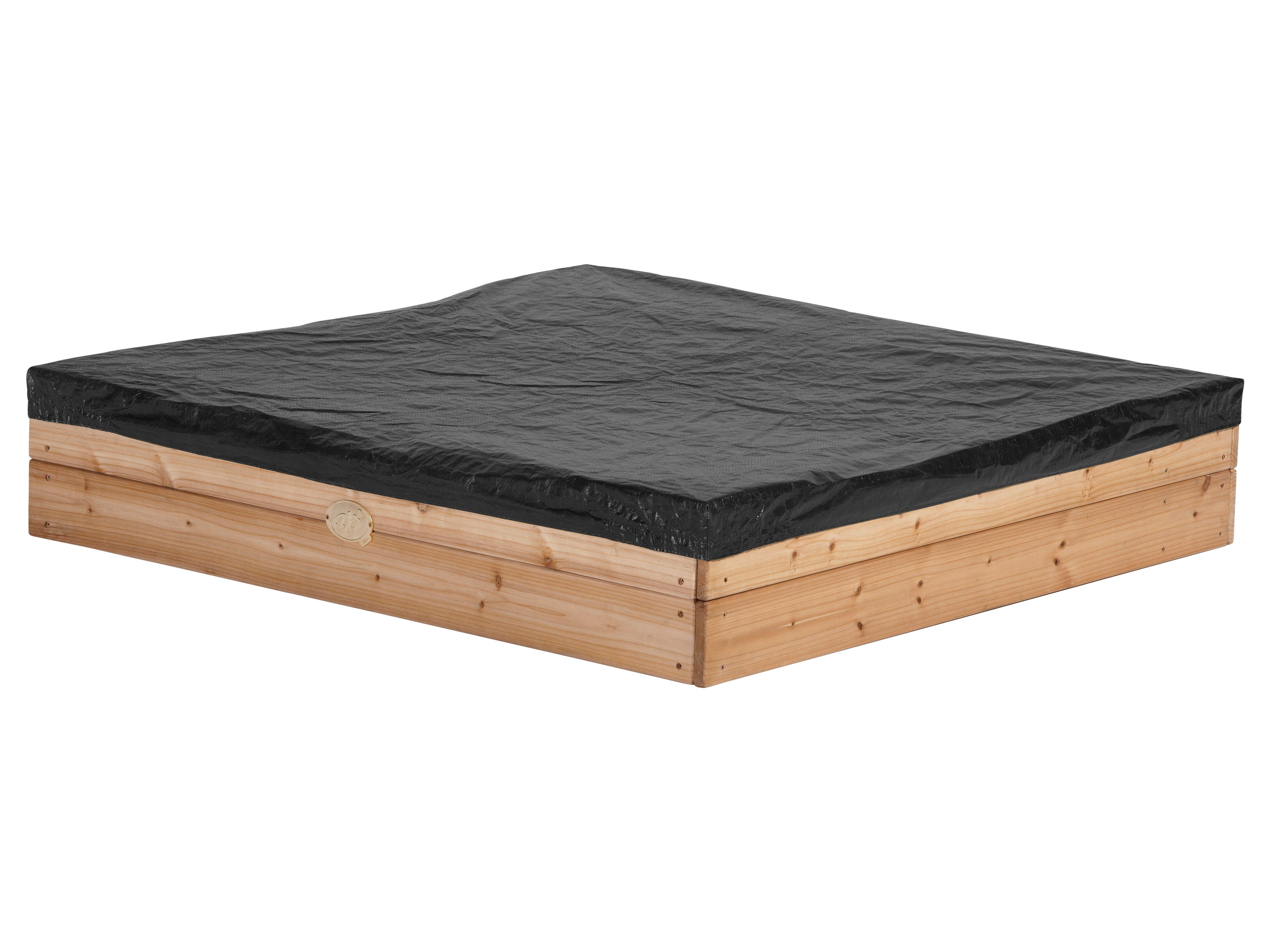 Bac à Sable enfant en bois avec Banc, Bâche & Rangements | marron / vert | AXI Amy 115 x 115 cm - 4