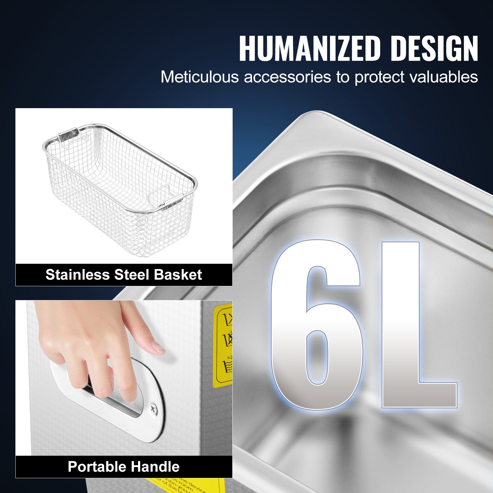 Nettoyeur à Ultrasons Professionnel 6 L VEVOR, Nettoyeur Ultrasonique Inox avec Minuterie Digitale et Chauffage 40 kHz - 4