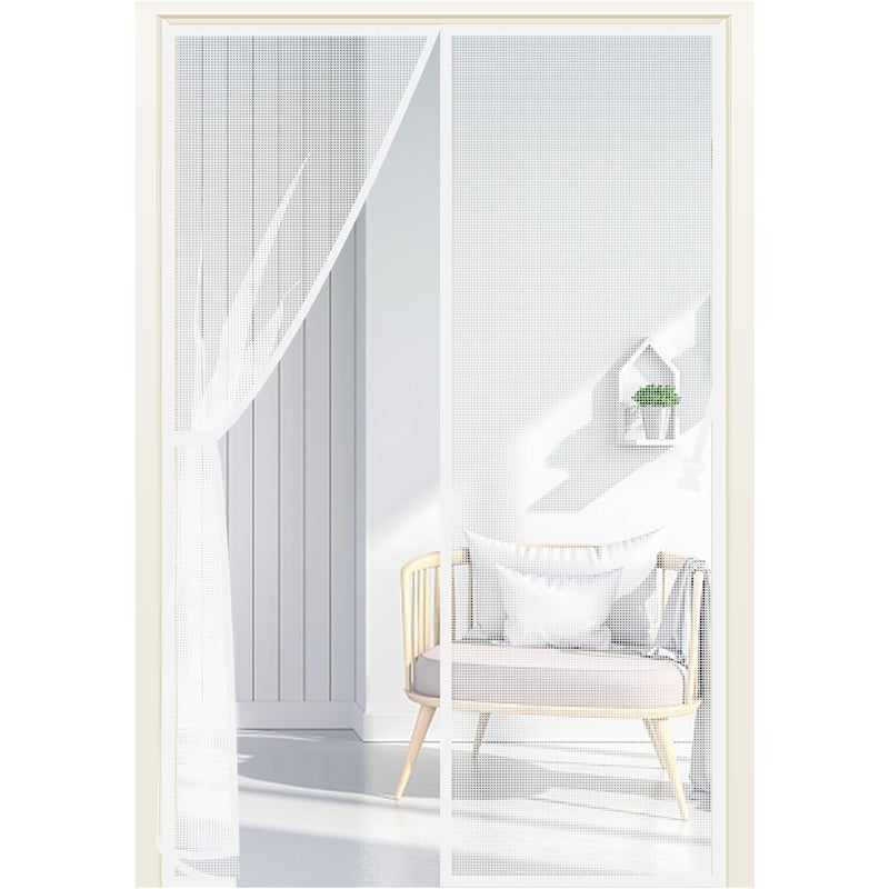 Magnetyczna moskitiera z mocnymi magnesami i drążkiem, 90 cm x 210 cm - Biała