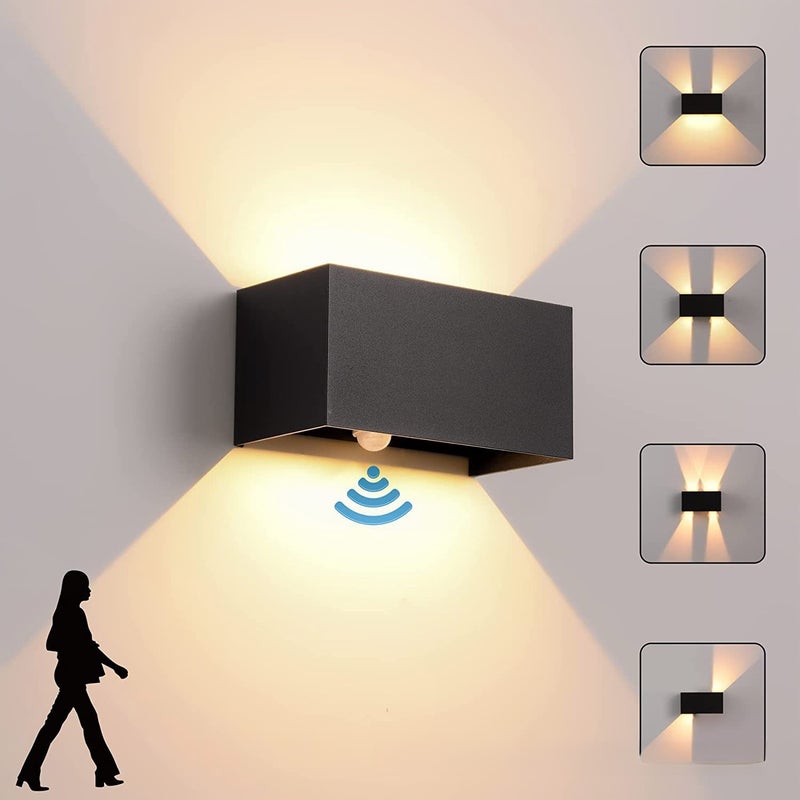 Lampa ścienna z czujnikiem 24WLED, wewnętrzna/zewnętrzna lampa ścienna z czujnikiem ruchu, ciepłe białe światło 3000K, wodoodporność IP65