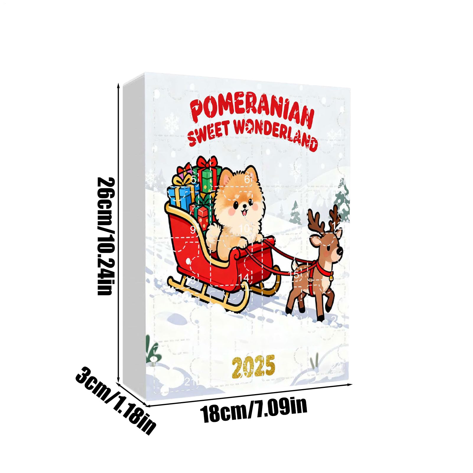 Calendario Dell'avvento 2025 Pomerania Wonderland - 24 Finestrelle Con Statuette Di Cane Pomerania, Decorazione Natalizia Per Amanti Degli Animali