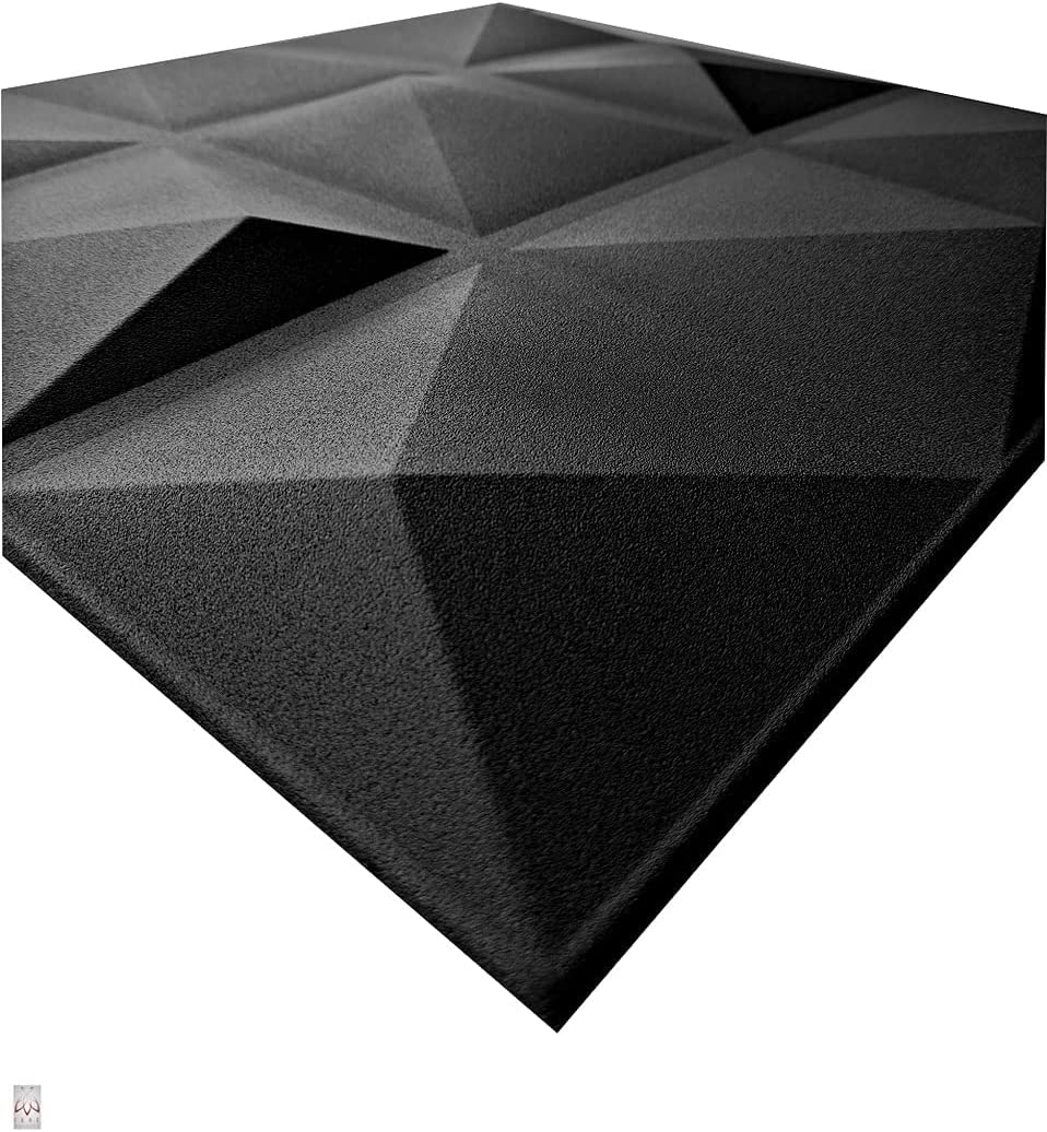 Panneaux muraux 3D décors revêtement mural panneaux de plafond POLYSTYRENE MATERIAL STYROPOR-TYPE 3mm force 8 pièces - 2m² Pyramide Noir - 8