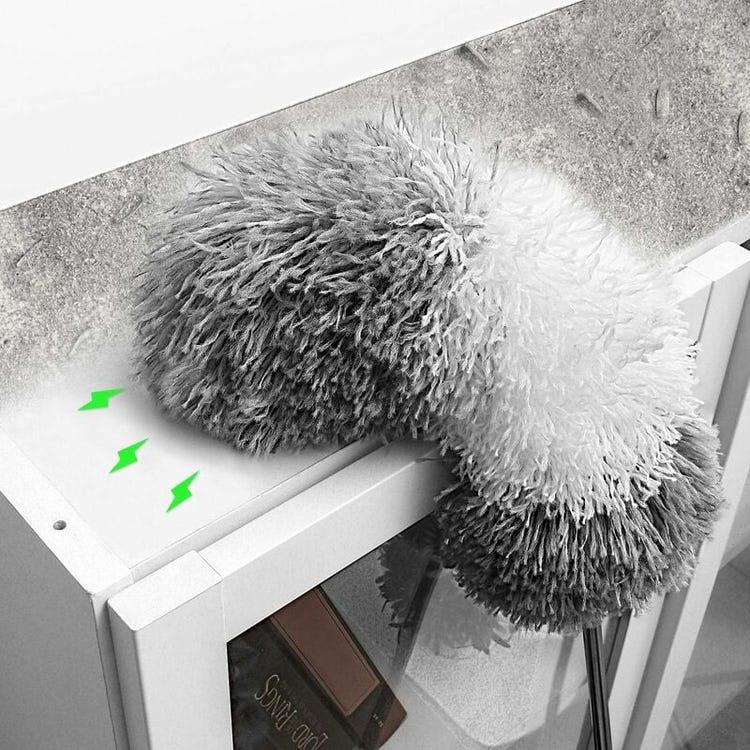 Plumeau Télescopique, Plumeau Toile D'araignée Poussière, Tete de Loup 250CM Tête Pliable Lavable - 2