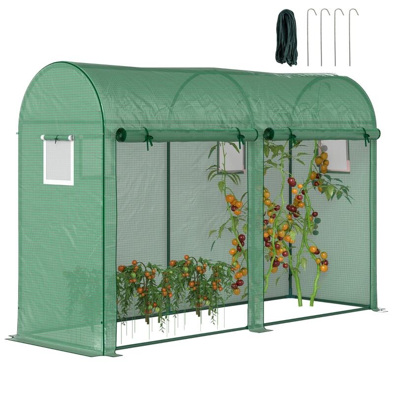 Serre De Jardin Outsunny 100x80x150 Cm – 2 Portes Zippées, Bâche PE 135g/m², Acier Vert