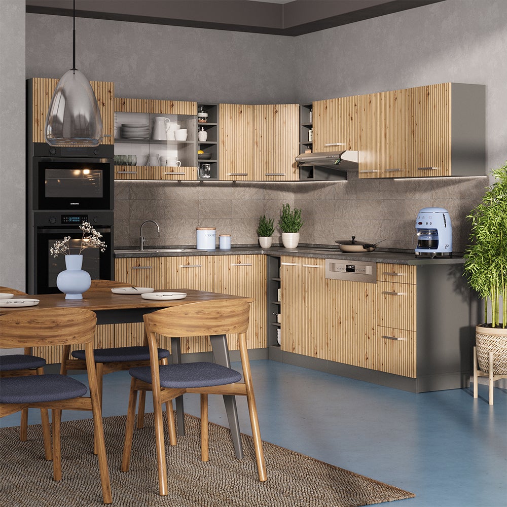Vicco Cuisine en angle R-Line, Chêne Artisan/Anthracite, 247 x 237 cm, PT Chêne - 6