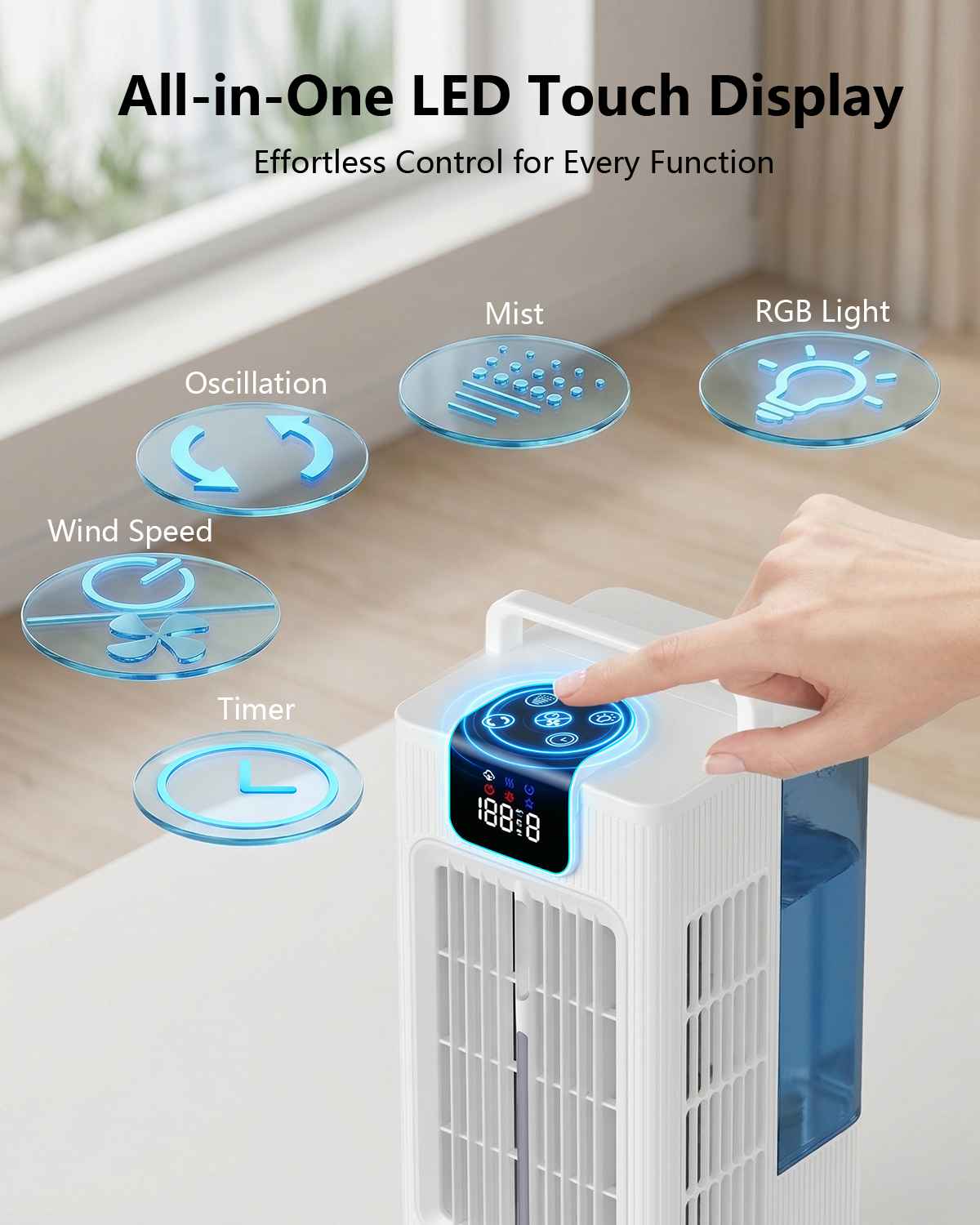 Ventilateur Rafraîchisseur d’Air Portable F10, Refroidissement par Eau, Silencieux, 4 Vitesses, Faible Consommation, Plug, pour Maison et Bureau - 3