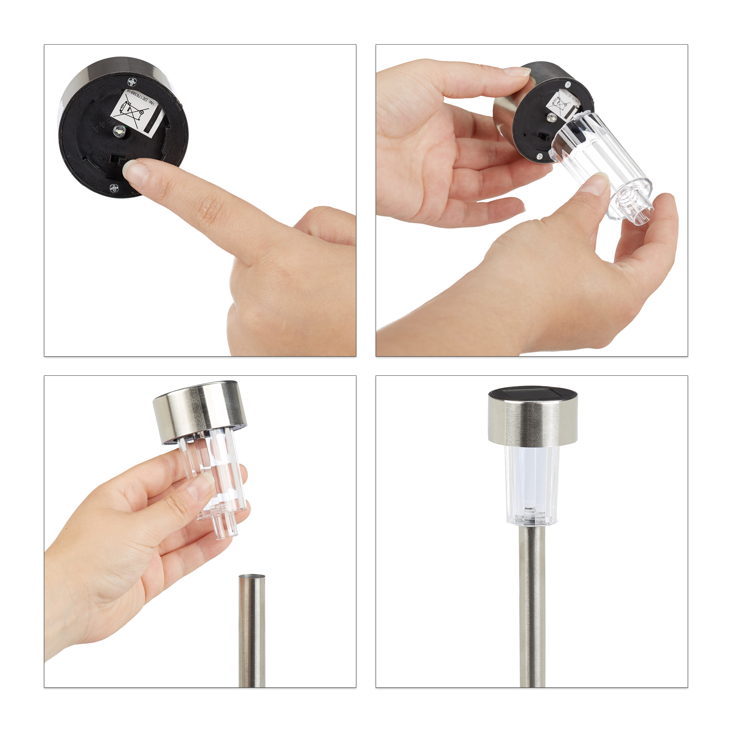 Set da 20 Lampade Solari a LED, Impermeabili, Giardino, Terrazza e Balcone, Acciaio Inox, Luci Colorate, Color Argento - 7