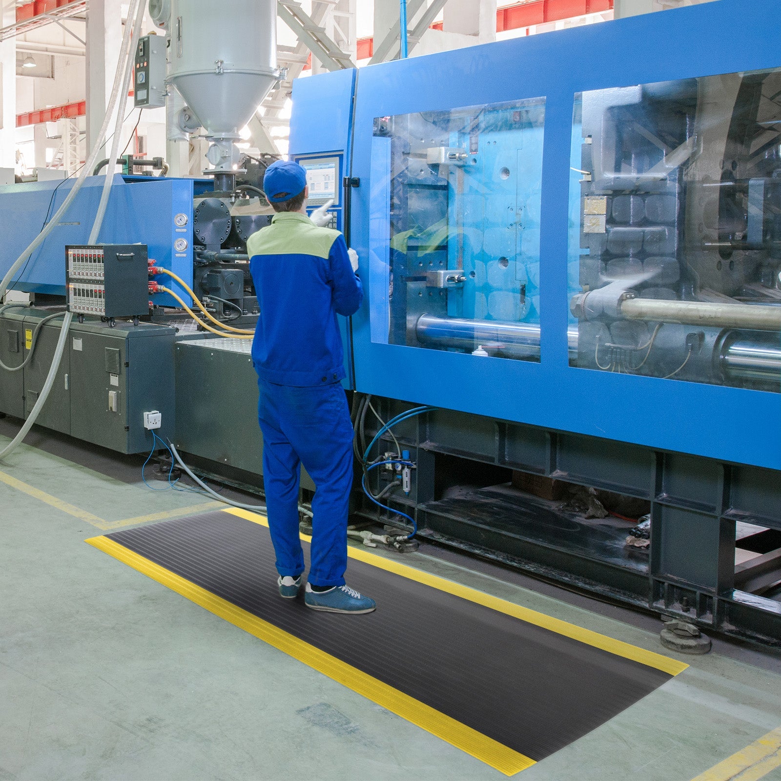 Tapis ergonomique et comfortable Softer-Work-Mat Ribbed Noir-jaune 60 x 350 cm - 2