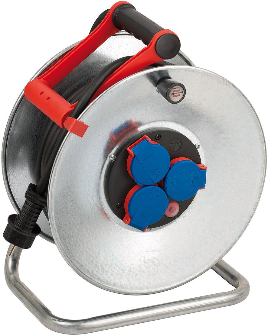 Brennenstuhl CEE 230 V Camping Cable Reel X-Gum (10 M H07RN-F 3G2.5 Cable In Orange, Cable Reel With 2 CEE And 3 Earthing Contact Sockets, Continuous Outdoor Use IP44, Made In Germany
