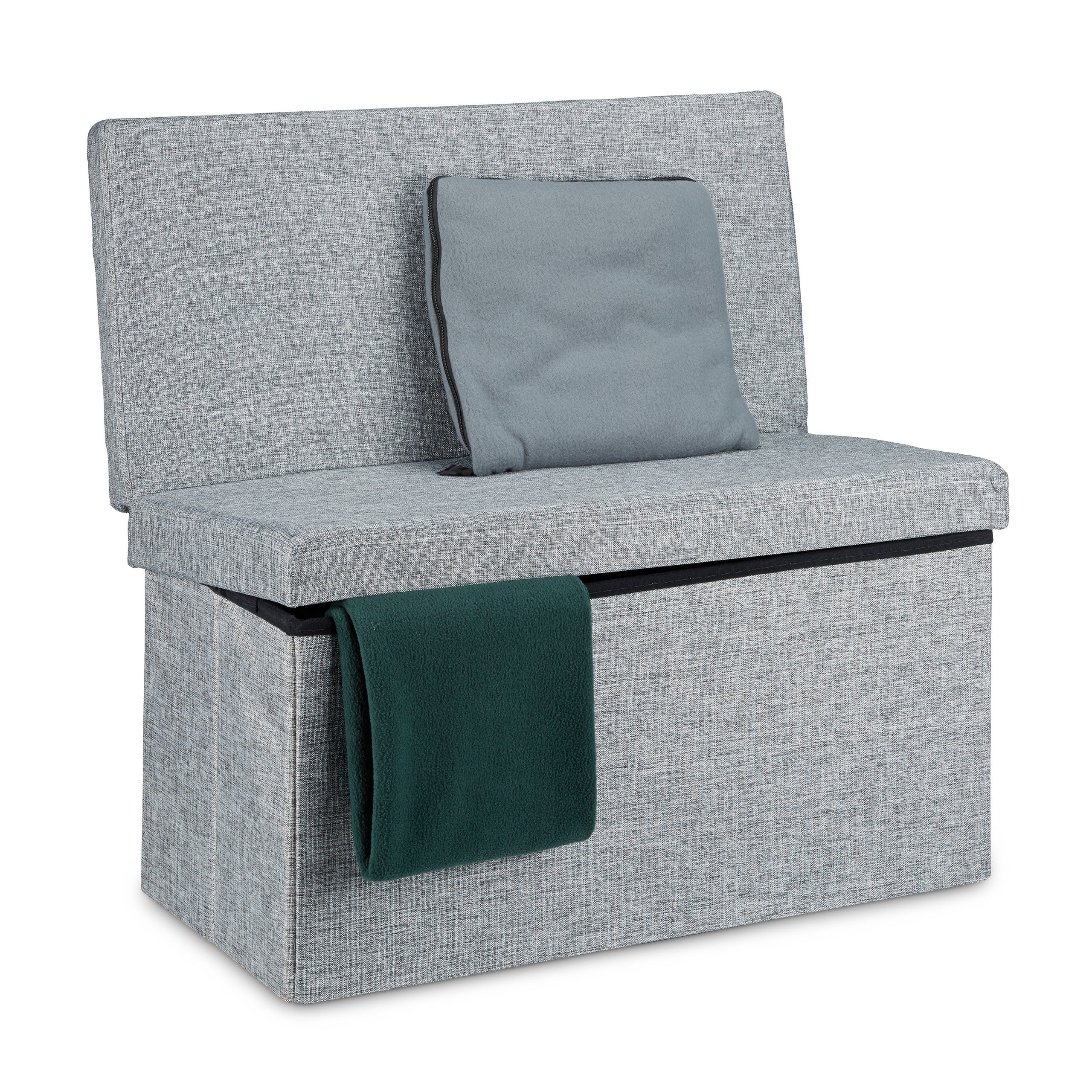 Pouf De Rangement Pliant 140L Relaxdays - Lin Marron - 38x114x38cm - Charge 300kg - Couvercle Amovible