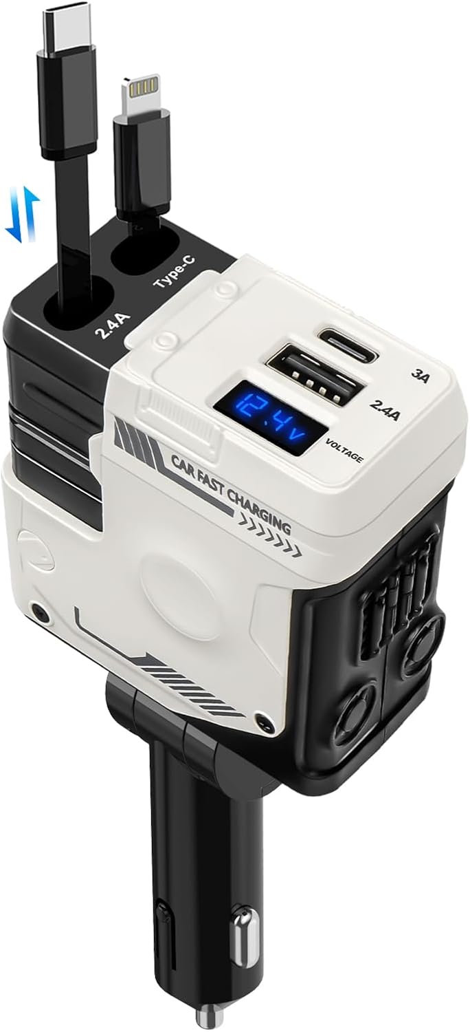 Retrattile Caricatore Auto, Caricatore Rapido per Auto 66W