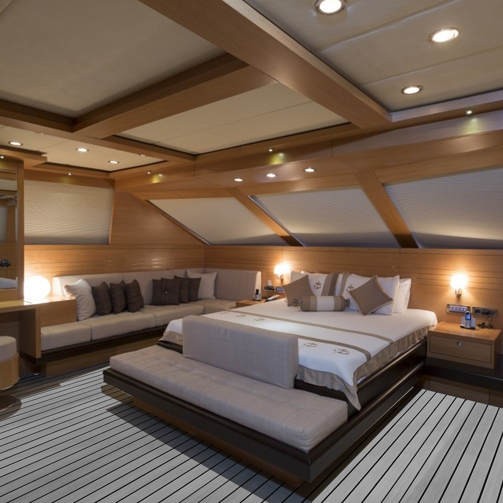 Tapis de Sol Tapis de Pont en Mousse EVA Teck Yacht Tapis de Sol Auto-Adhésif 240x90cm Gris - 4