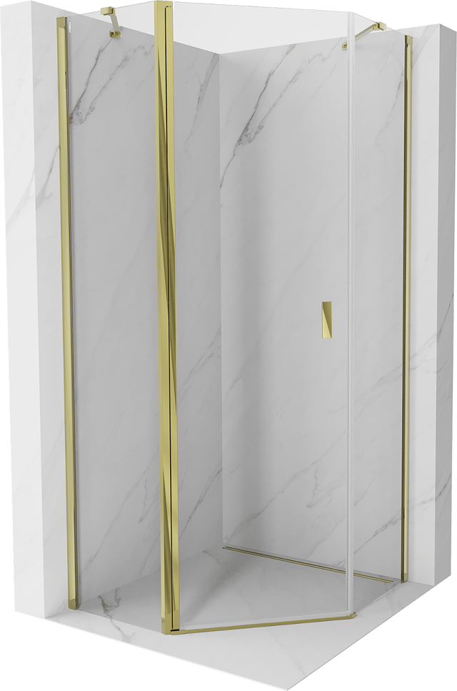 Mexen Mist kabina prysznicowa pięciokątna uchylna 90 x 90 cm, transparent, złota - 8A8-090-090-50-00