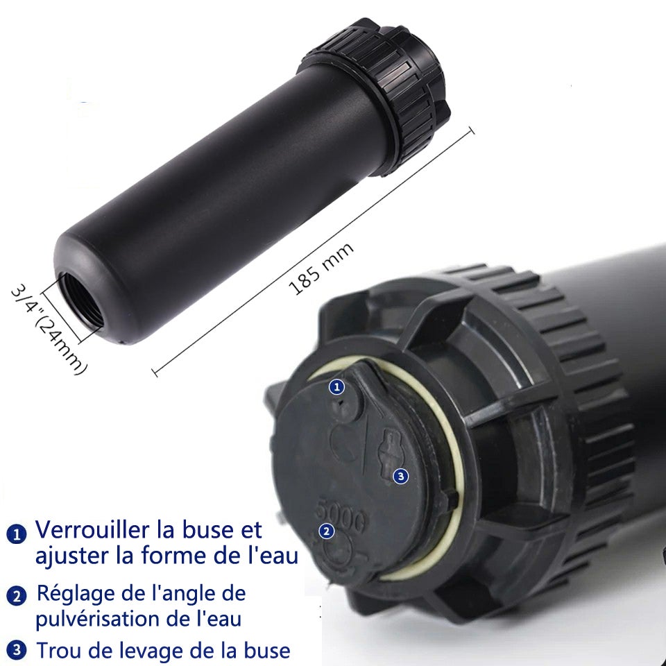 Arroseur De Gazon Pop-up Avec Portée Réglable 2.5-5 M - Filetage 1/2" - Secteur D'arrosage 5° à 360°