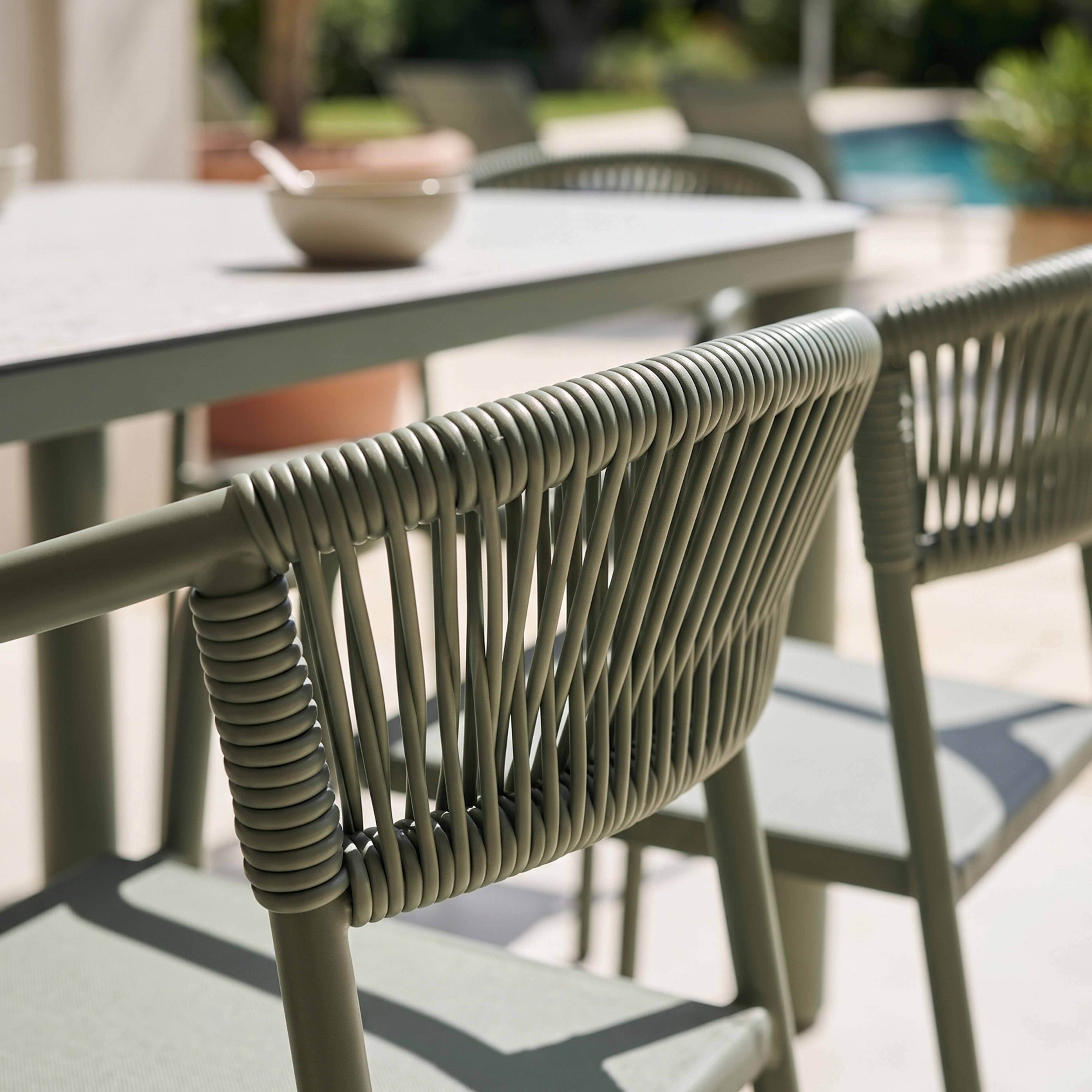 Table de jardin aluminium 213x90 cm et 8 chaises textilène vert - 6