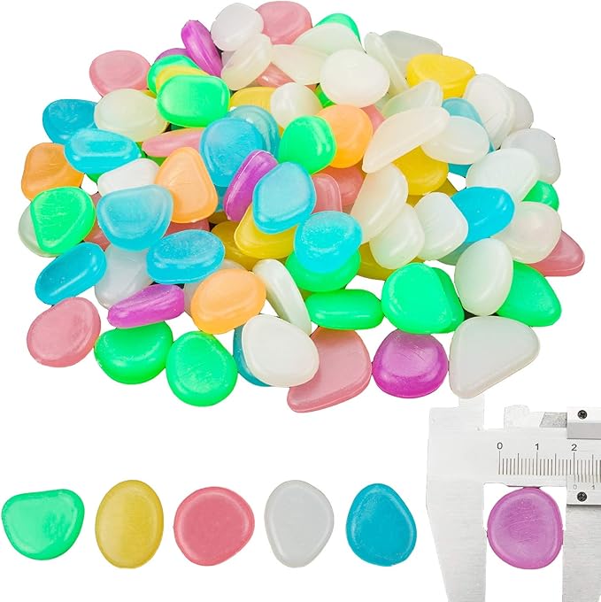 Świecące Kamienie Kolorowe 100 szt. Kamieni Dekoracyjnych do Akwarium Fluorescencyjne Prawdopodobnie 1,8 do 3 cm Ozdobne Kamienie Dekoracyjne