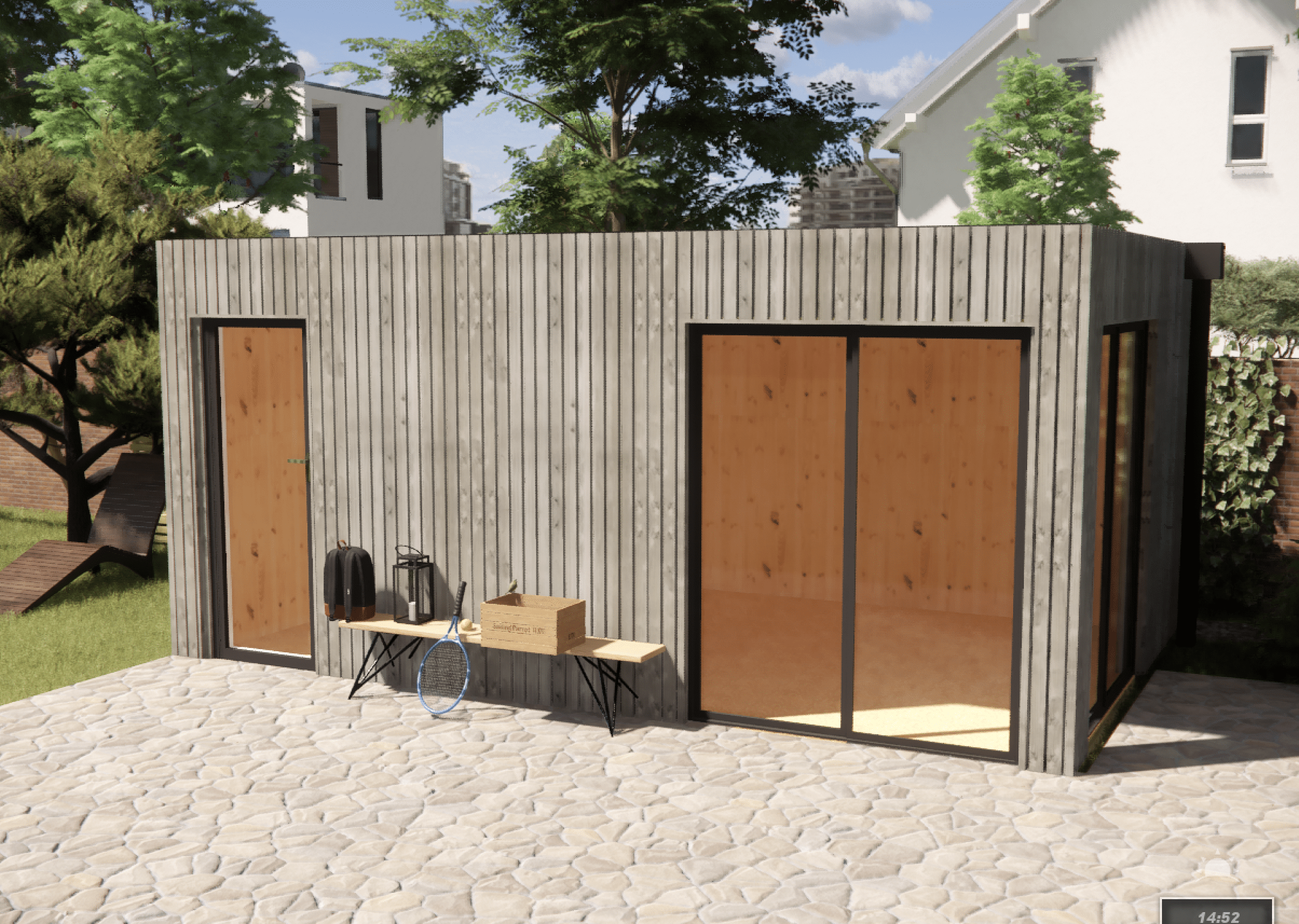 Annexe de jardin bois en bois 5,5 x 3,5 x 2,7 m avec plancher isolé - 6