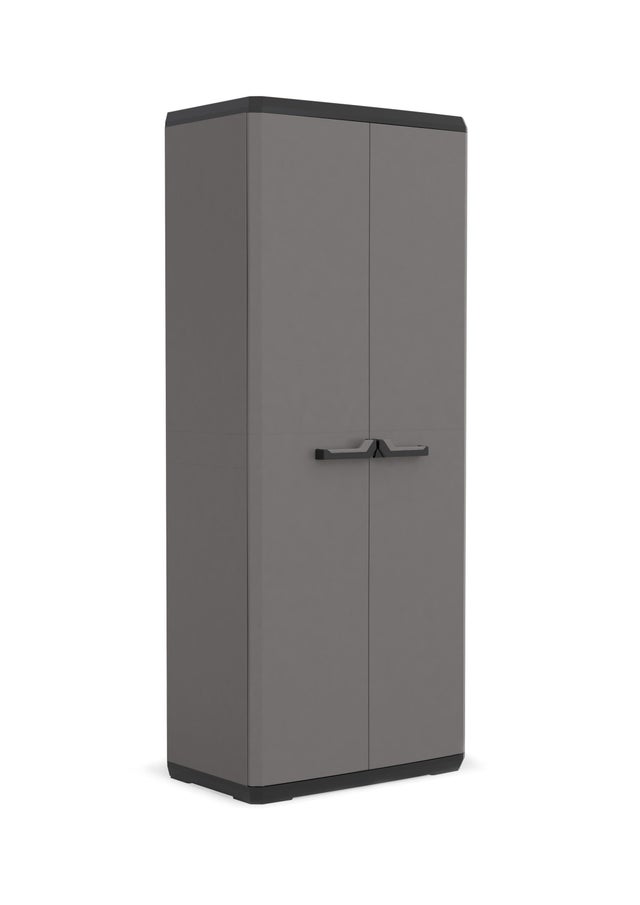 Armoire de balai PIU en plastique 68x166x39 cm couleur grise 2 portes