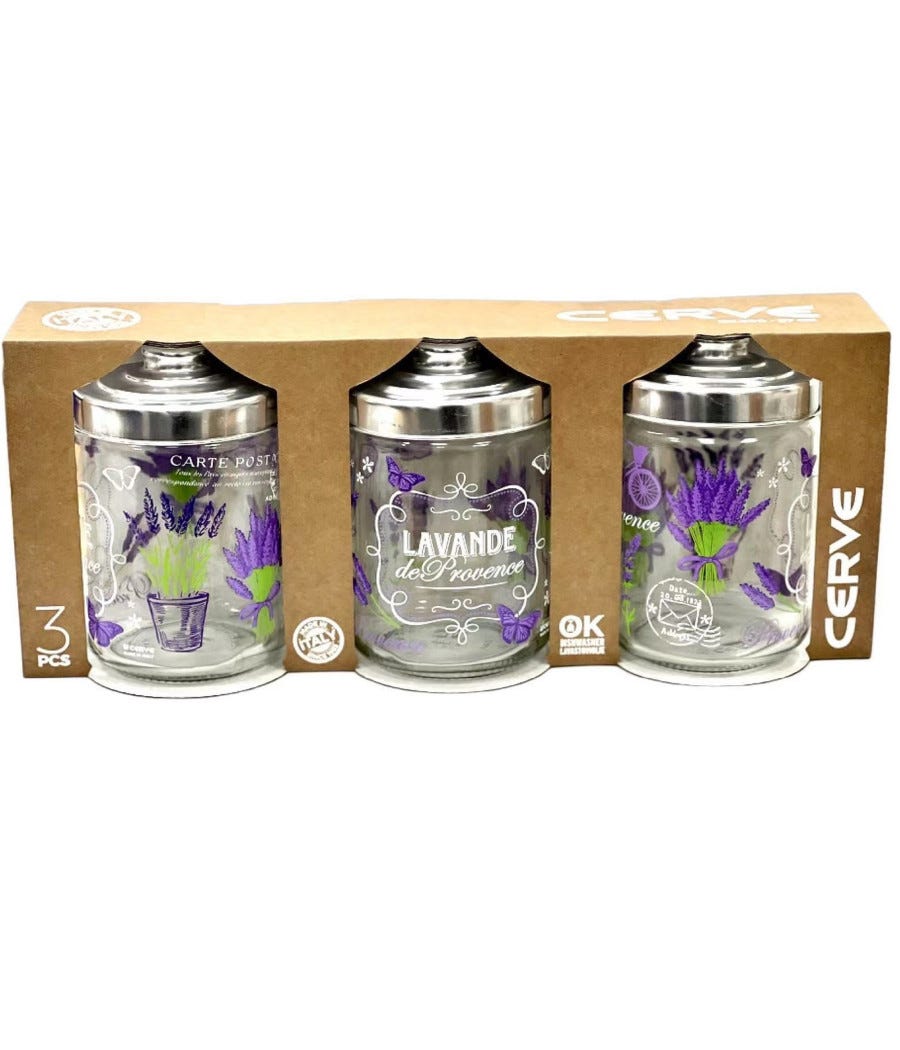 Begoniape Set di 3 contenitori in vetro con coperchio, decorazione moderna, per tè, zucchero, caffè (10 x 14 cm Begoniape Set di 3 contenitori in vetro con coperchio, decorazione moderna, per tè, zucchero, caffè (10 x 14 cm