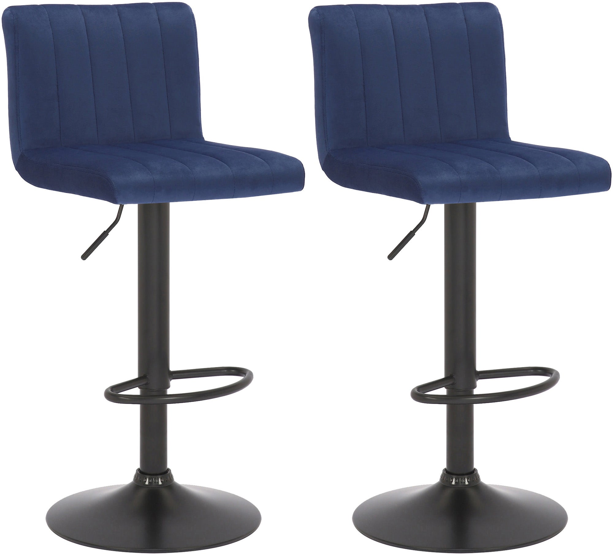 Set Di 2 Sgabelli Da Bar Girevoli In Velluto – Altezza Regolabile 55-83 Cm, Con Schienale, Base Cromata, Seduta Imbottita, Per Cucina E Isola – Nero - 5