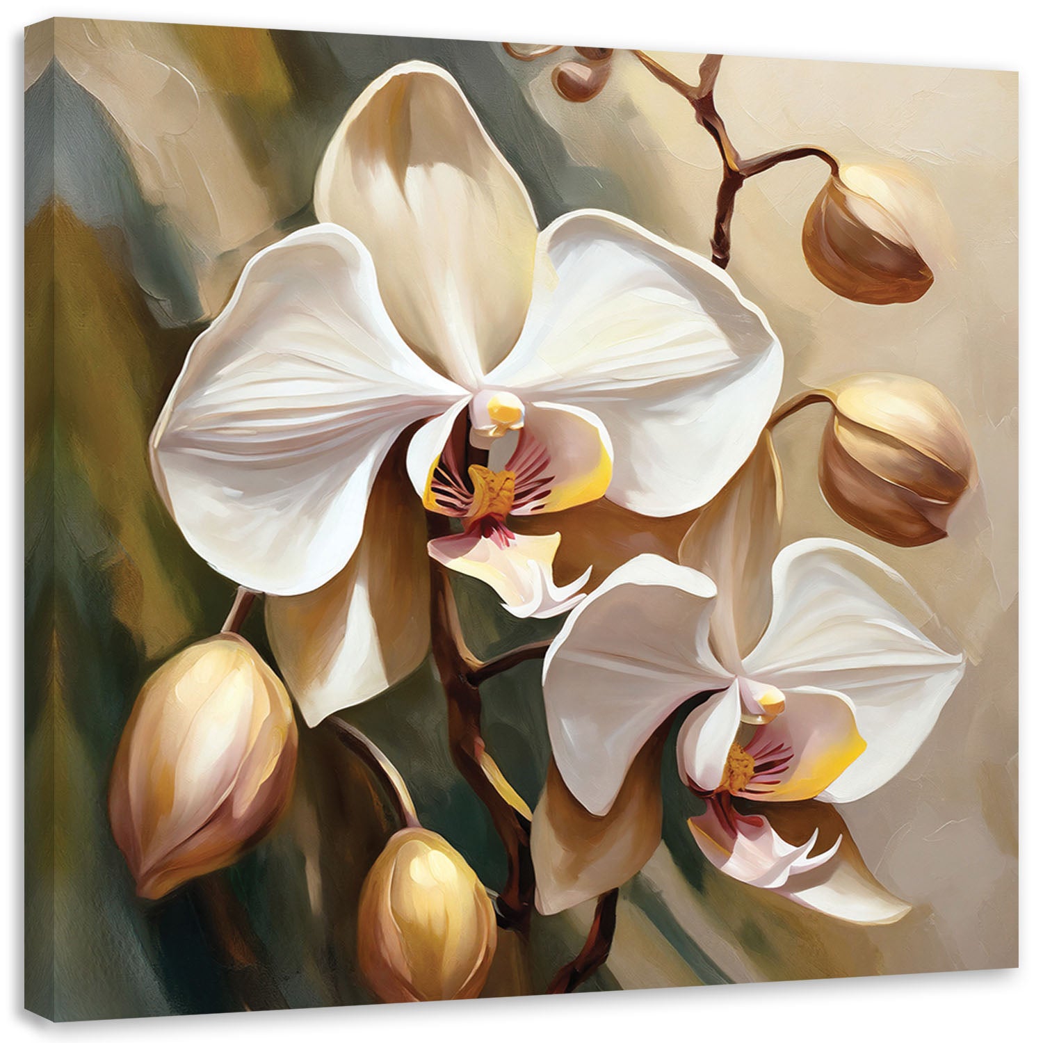 Obraz, orchidea malowana beżowy 30x30