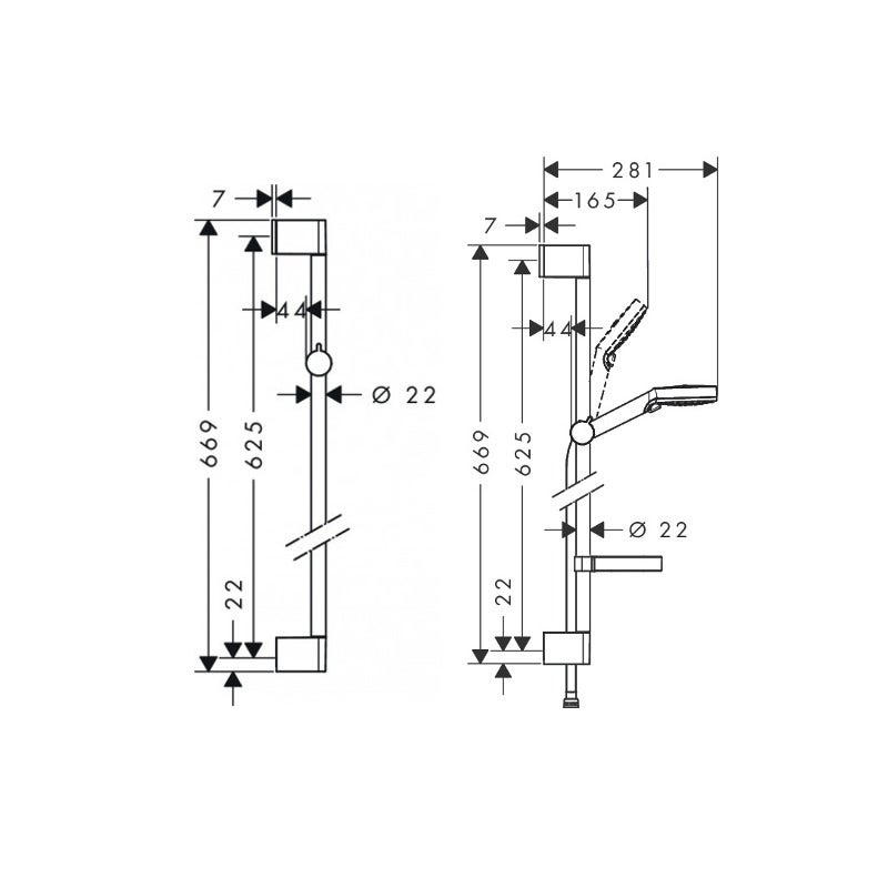 Ecostat Set mitigeur thermostatique + Barre 65cm + Douchette 2 jets + Flexible, Chrome (13211000-Vernis) - 4