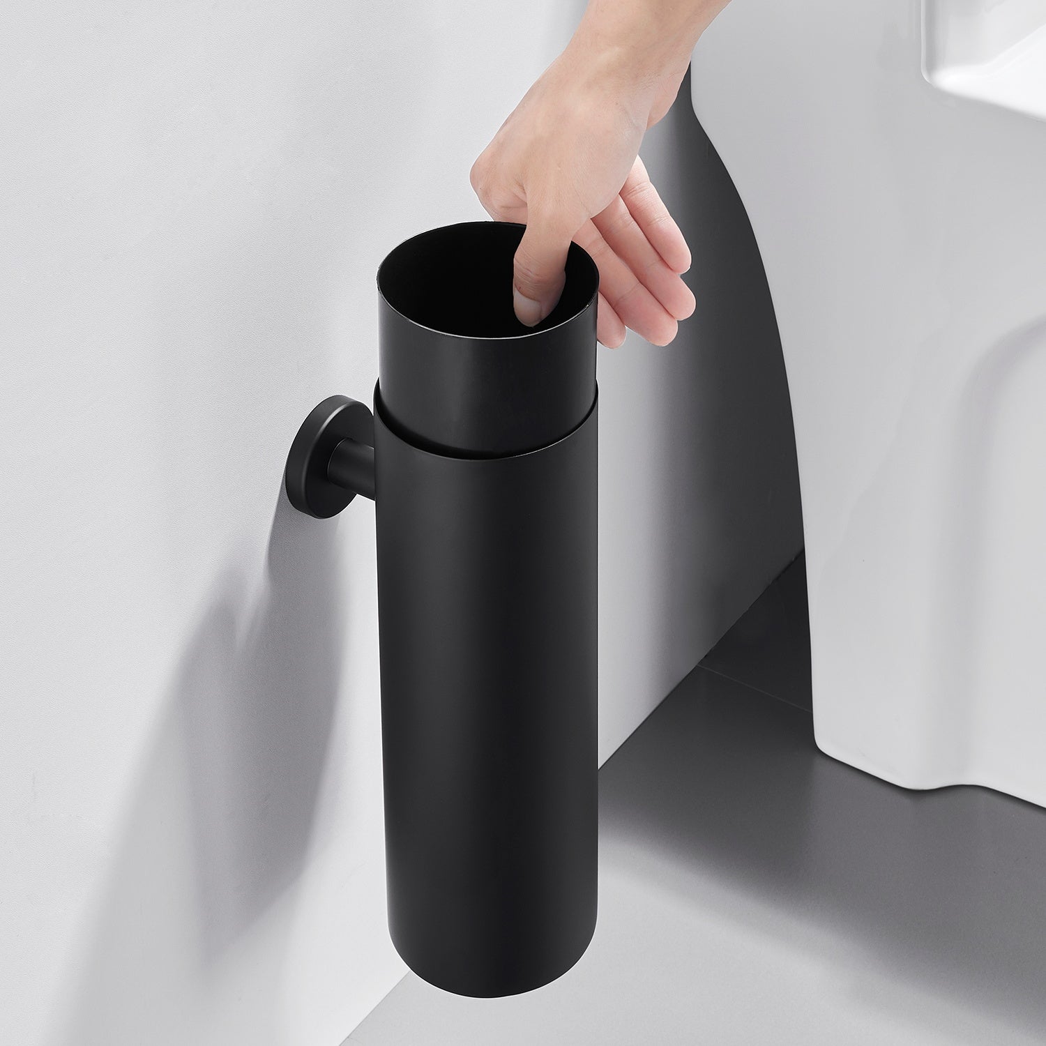 AuraLum Max Porte-balai WC NOIR Vertical Acier inoxydable 304 Traitement de surface brossé Manche extra long, Brosse de Toilette,EU Modèle - 4