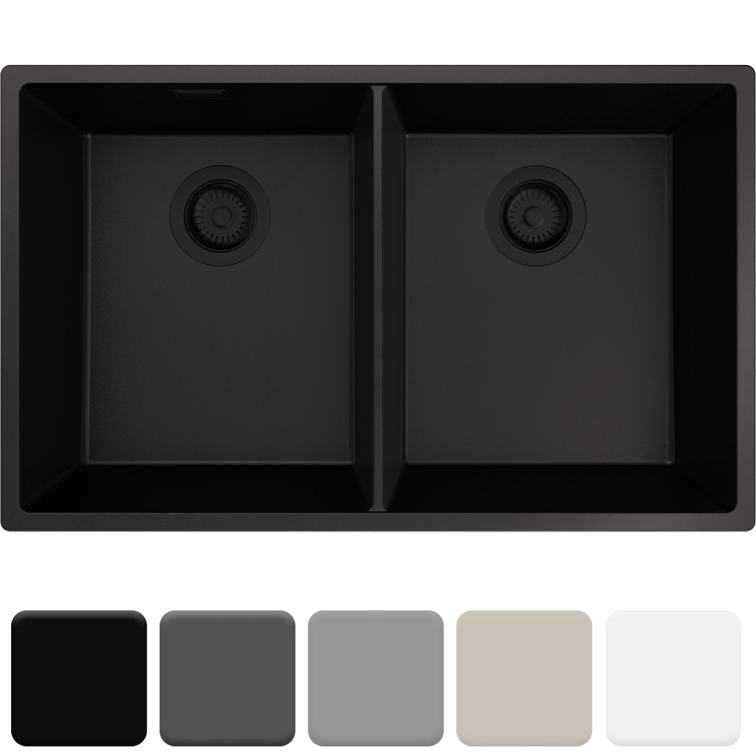 Zlewozmywak podblatowy 76x47cm, do szafki od 80cm + Syfon - Agate Cały Czarny STONESTYLE