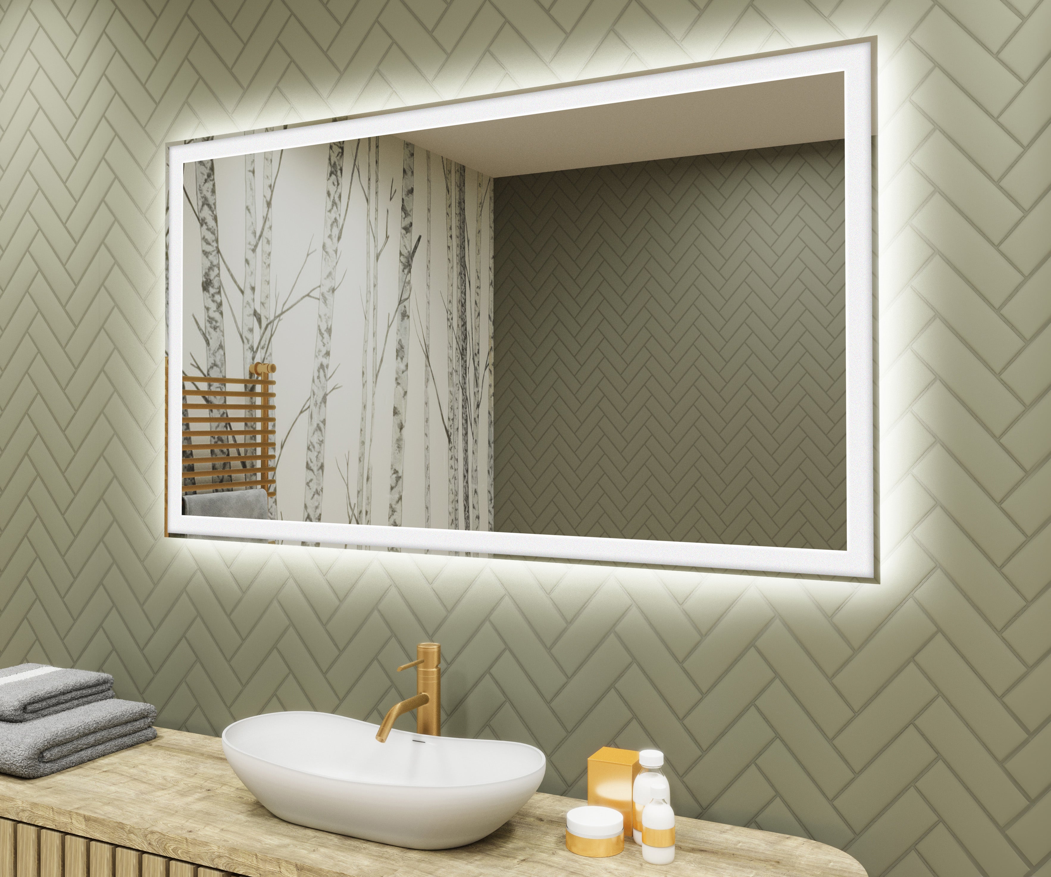 Lustro z oświetleniem łazienkowym LED (120x70cm) Jasne lustro LED z oświetleniem (LED001) Chłodna biel 6500K