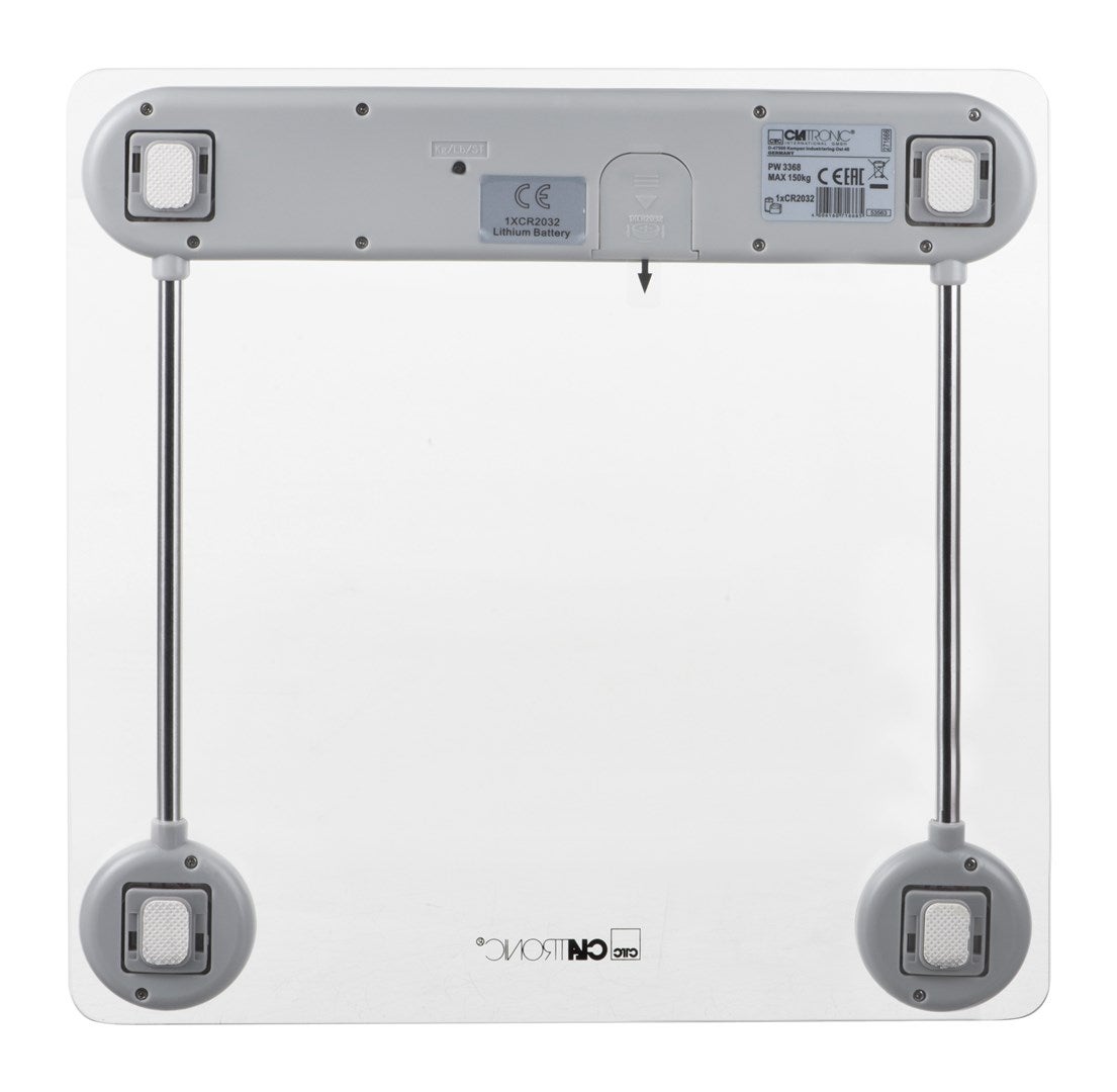 Pèse Personne Electronique verre 150 Kg / 100g Clatronic Transparent PW 3368 - 3
