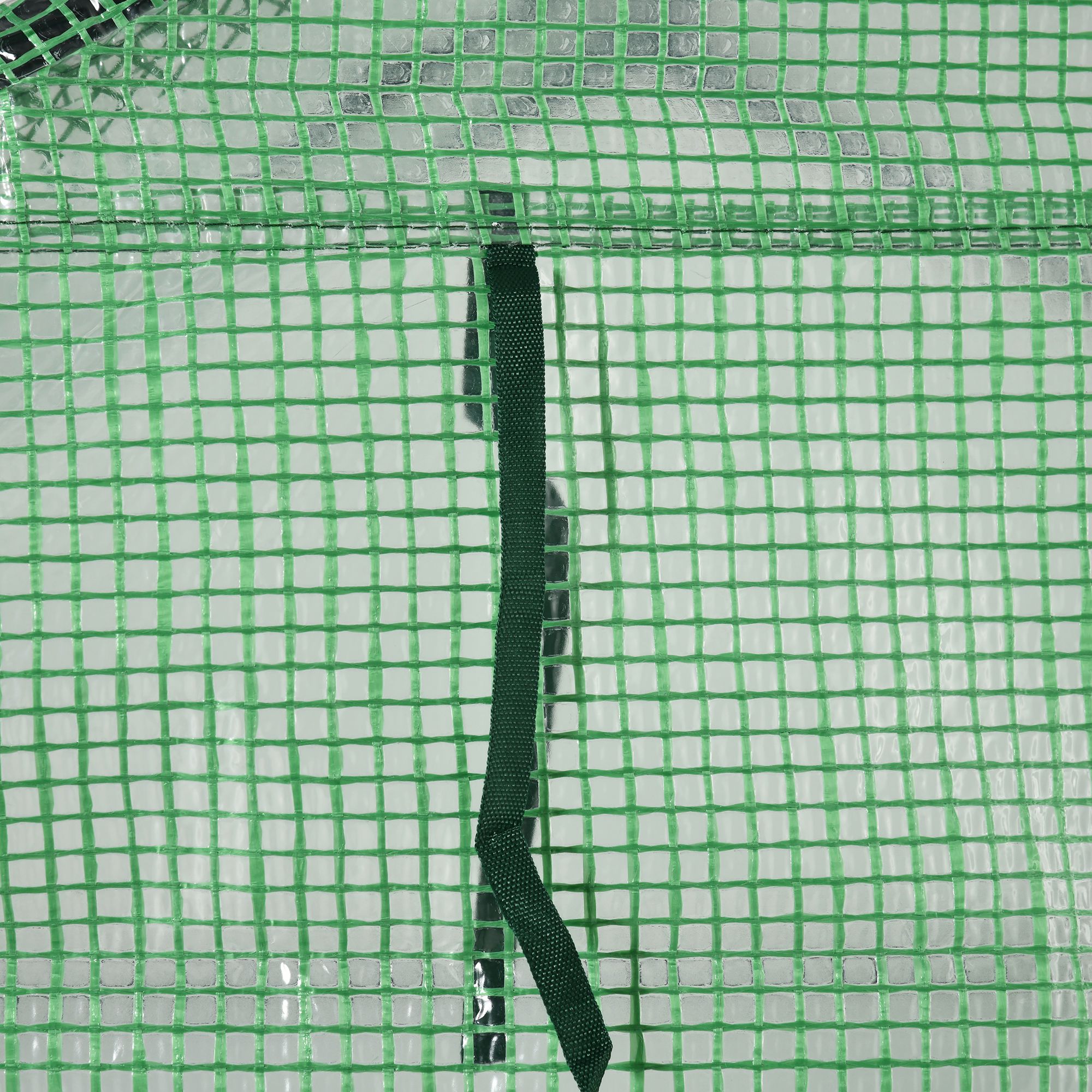 Serre tunnel avec 8 étagères pour plantes, acier & PE, verte, avec porte roulante pour culture et entretien - 7