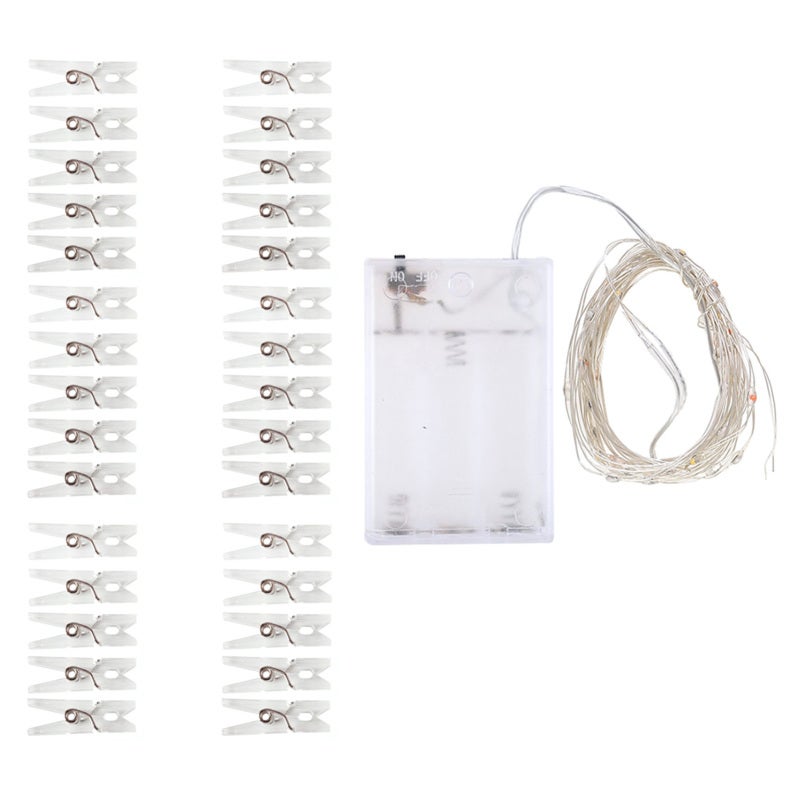 Guirlande Lumière 5.0M 50 Lumières + 50 Pinces en Plastique Transparentes, Guirlande Photo DIY, Décoration Chambre - 2