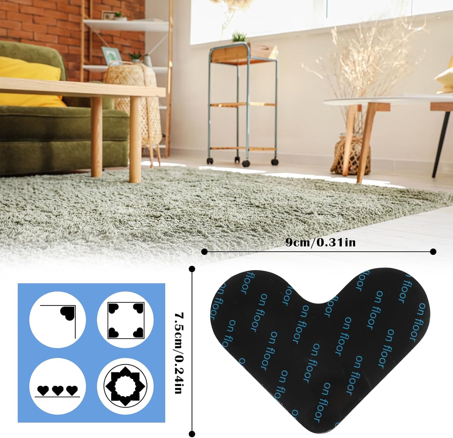 8 clips tapis antidérapants réutilisables – Fixation forte anti-replis, tapis et moquettes - 2