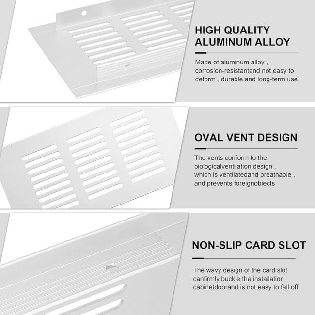 4 Griglie Di Ventilazione In Alluminio 8x30 Cm - Per Armadi, Scarpiere E Mobili - Foto 2