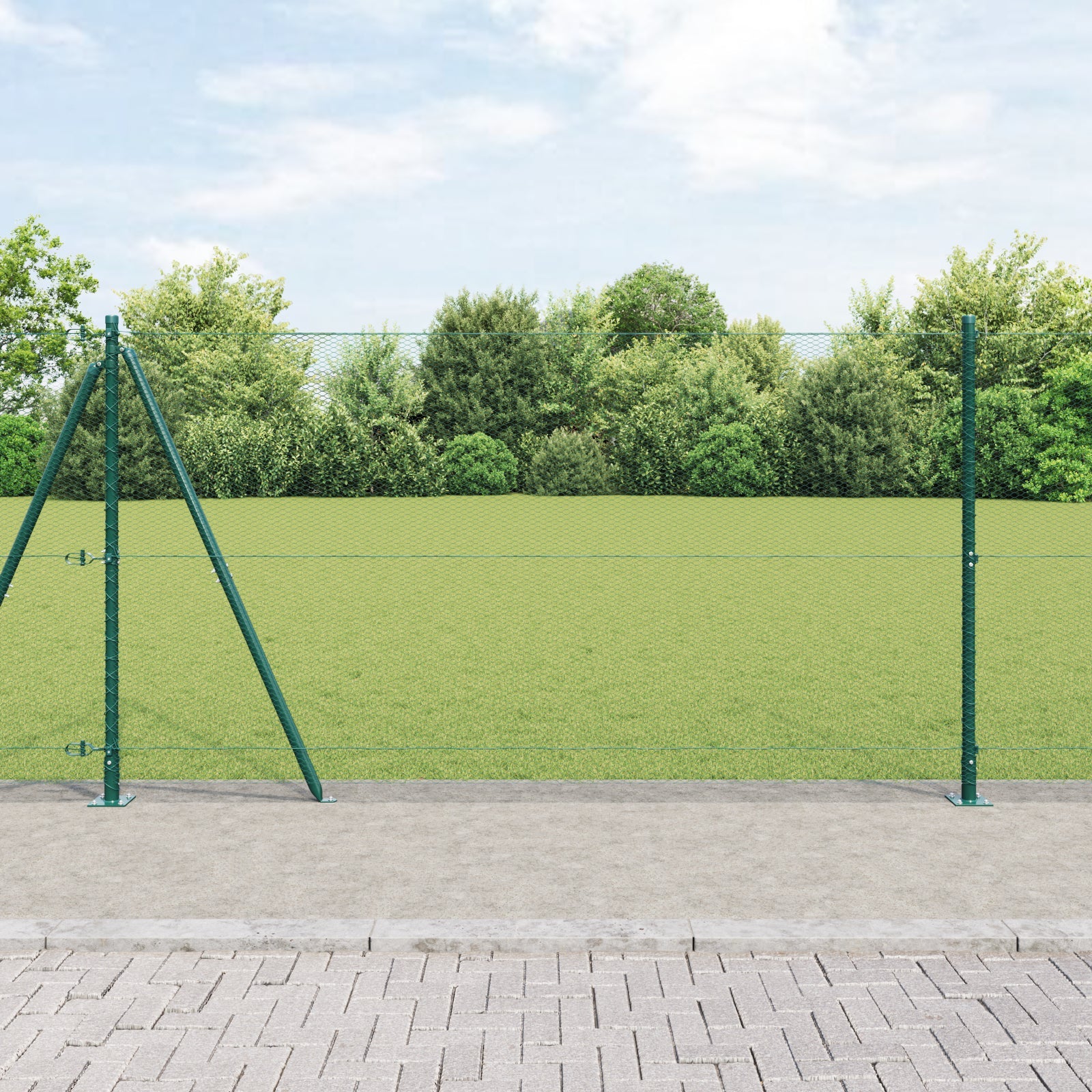 Słupek ogrodzeniowy. Zielony 25 x 1,2 m (siatka 13 mm) Stal vidaXL