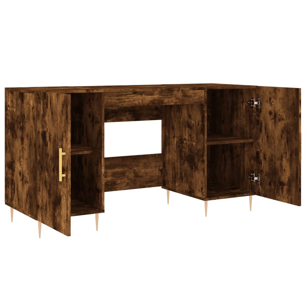 Bureau，Table de travail，Table d'étude chêne fumé 140x50x75 cm bois d'ingénierie CWV71794 - 5