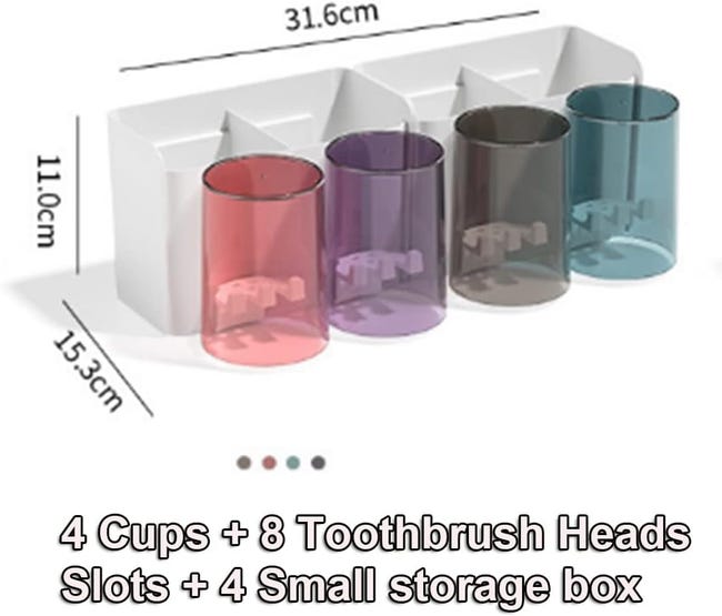 Portaspazzolino Da Parete Senza Fori - Con Adesivo Anti-marcatura, Multifunzione - Foto 9