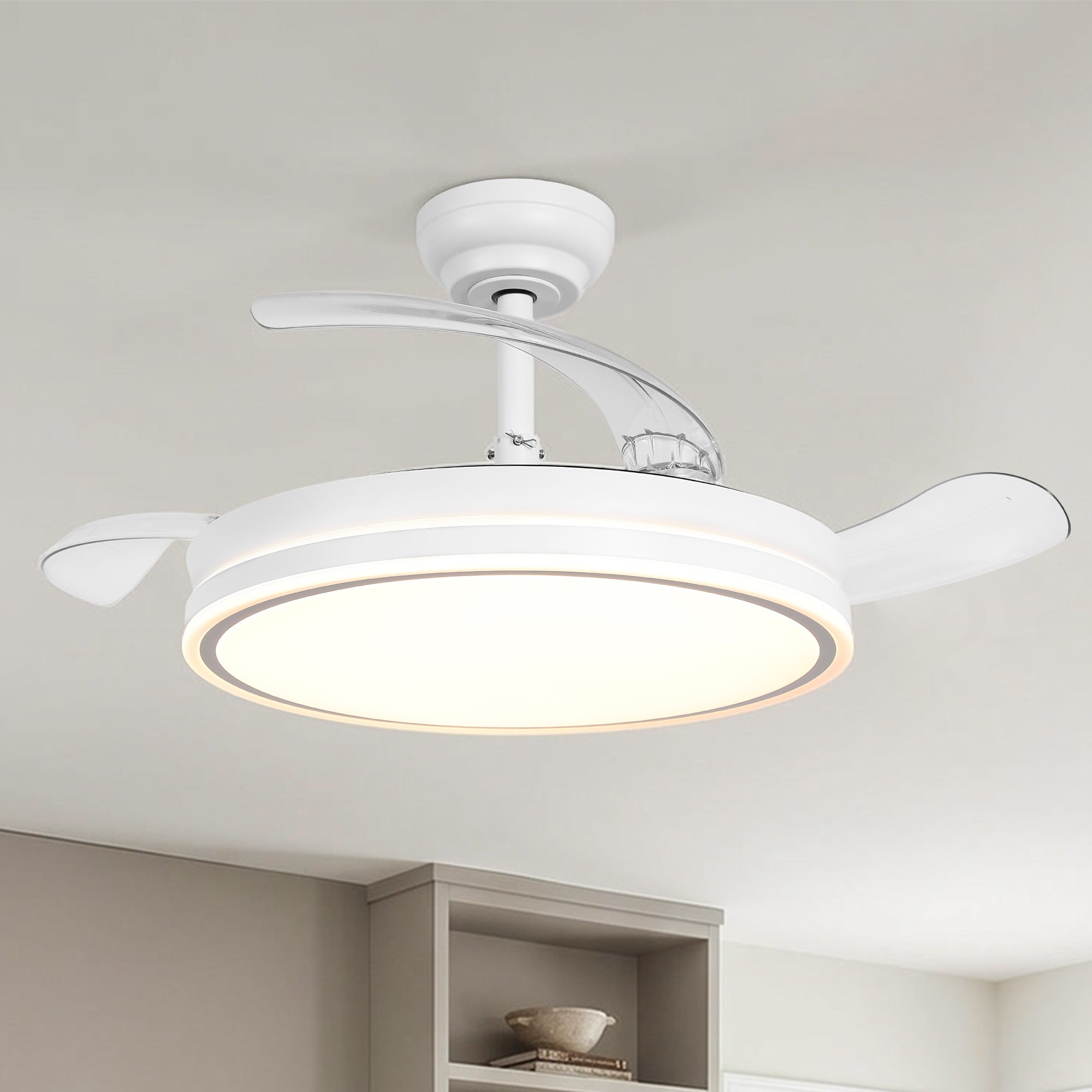Parrot Uncle Ventilador de Techo con Luz LED y Aspas Retráctiles 3 Palas, 36 W Motor DC, Ø106 cm, Función Verano e Invierno, 6 Velocidades, Blanco | Leroy Merlin