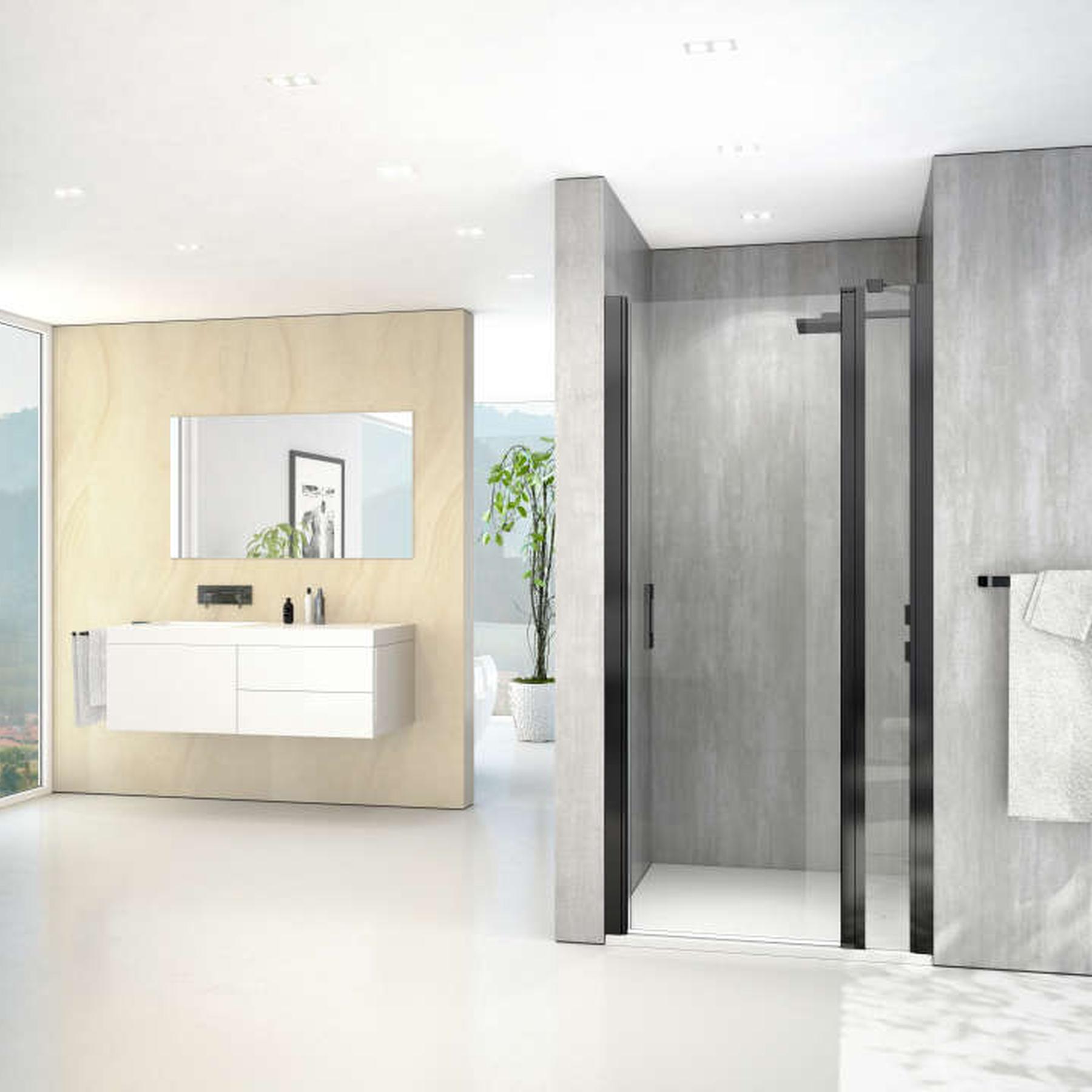 Paroi de douche pivotante largeur 105 cm hauteur 200 cm profilé noir