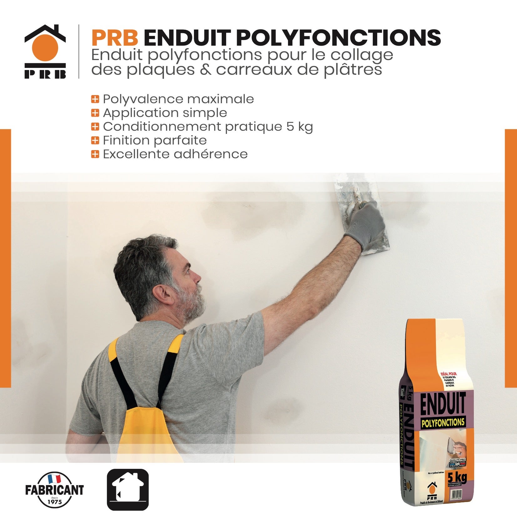 Enduit Polyfonctions Multi-Usage 5kg - Rebouchage, Lissage, Finition Intérieure - Application Facile Tous Supports - 2