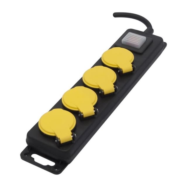 CHACON Bloc multiprise étanche 4 prises 16 A avec interrupteur câble 3 m noir
