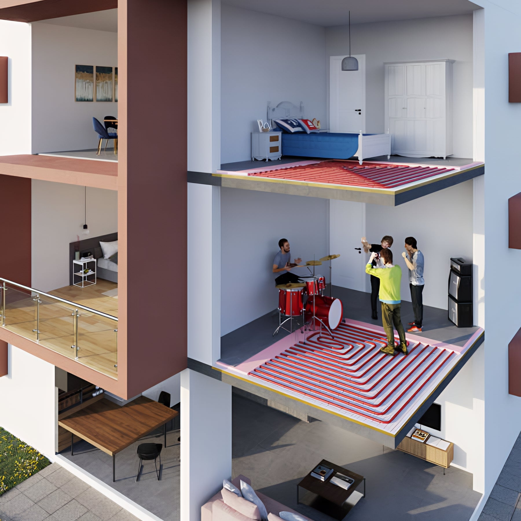 30 - Losa plana de insonorización de lana de roca para calefacción por suelo radiante - espesor 30 - = 0,75 m² K/W - = 1,20 m² - 4