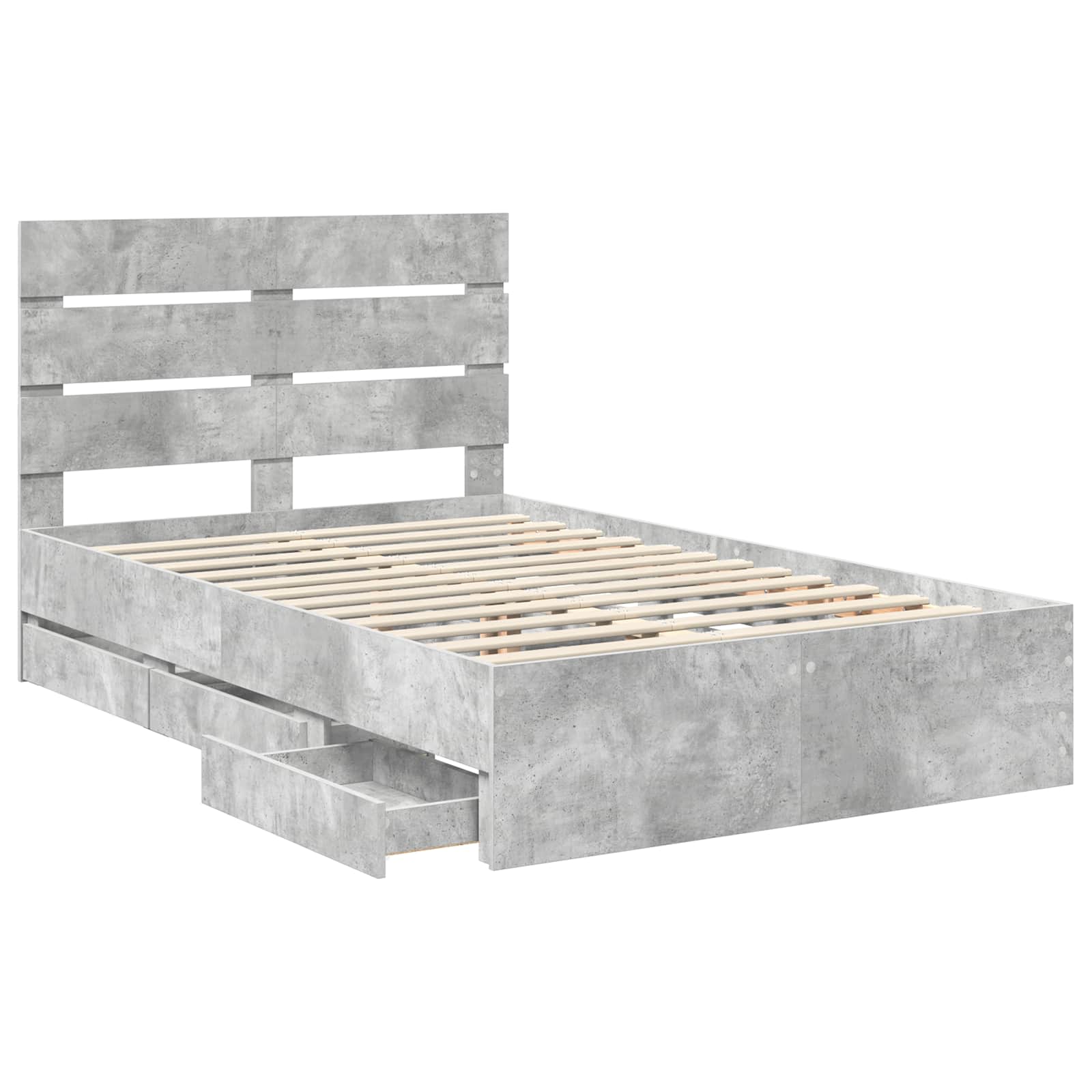 Cadre de lit en panneau de bois, gris béton, pour la chambre, 135 × 190 cm - 5
