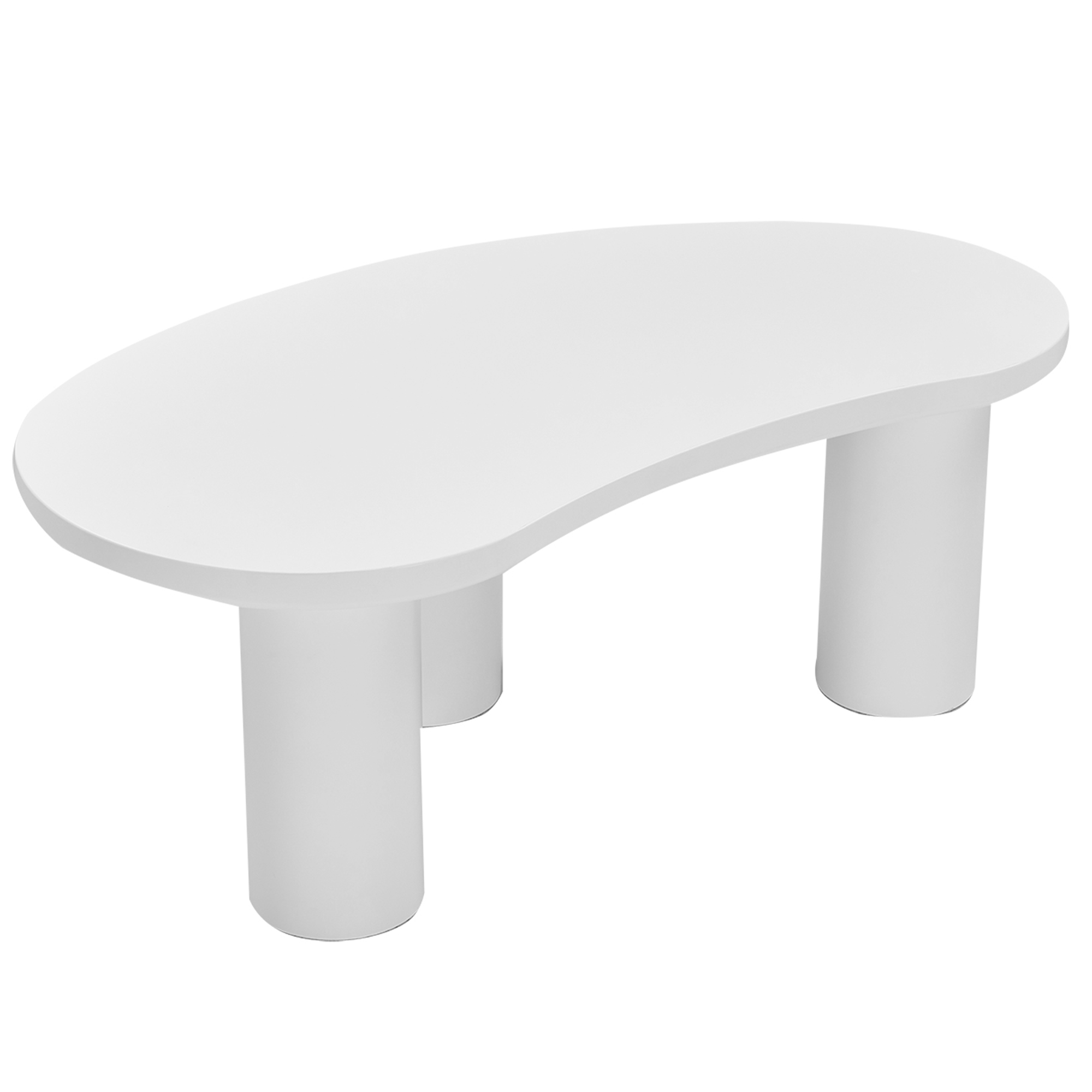 Table basse en MDF et PVC - plateau incurvé irrégulier et élégant - Blanc - 6