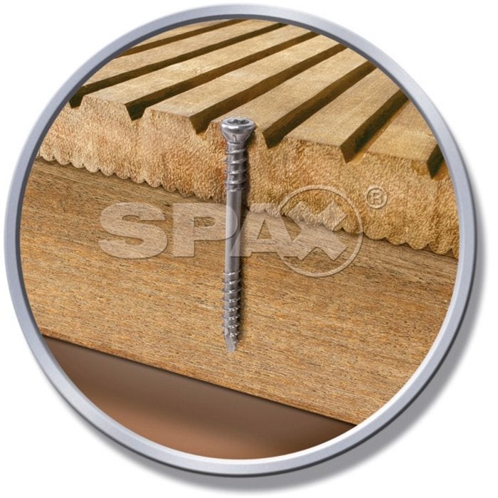 Vis terrasse - SPAX - Autoperceuse - Spécial caillebotis - Tête cylindrique - Inox A2 - 5 x 50/22,50 mm - Boîte de 200 - 4