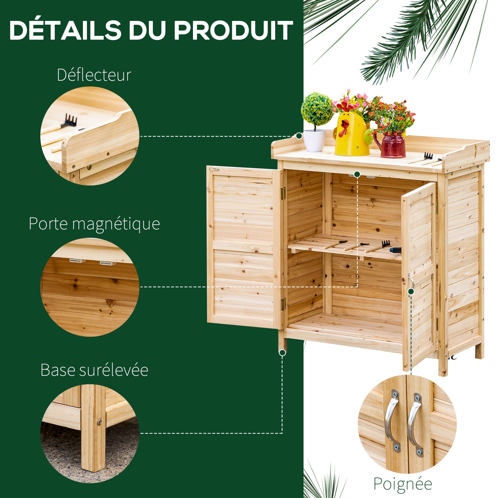 Armoire de jardin en sapin naturel Outsunny - 6