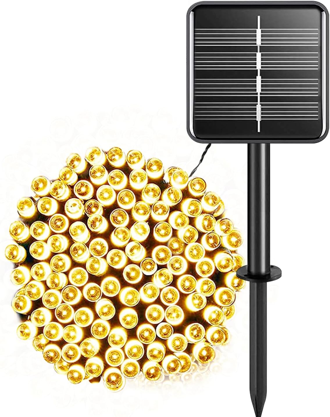 Ciepłe Białe Lampki Solarne Zewnętrzne 7M, 50 LED Wodoodporne 8 Trybów Lampki Solarne Zewnętrzne do Ogrodu na Dziedziniec Ślub Taras