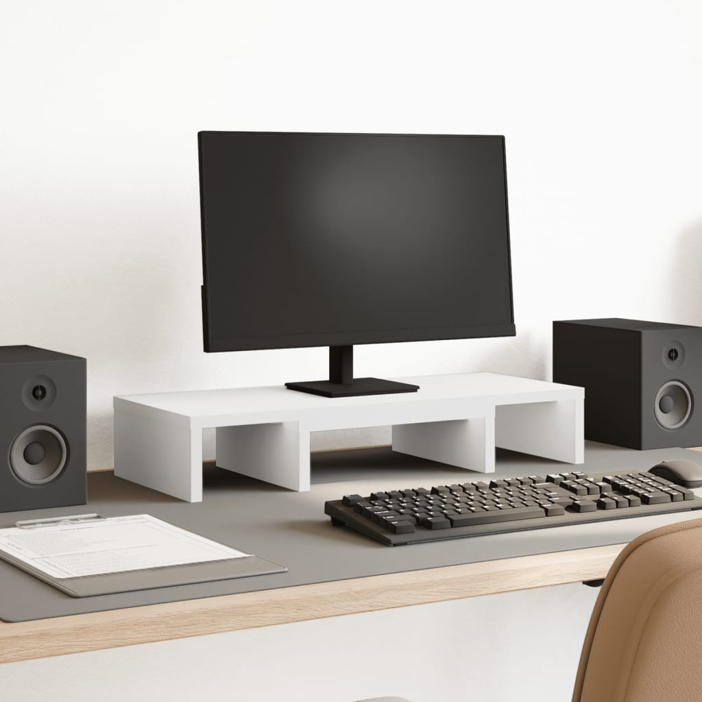 Support de moniteur | Support d'écran réglable blanc bois d'ingénierie CFW310778 - 2