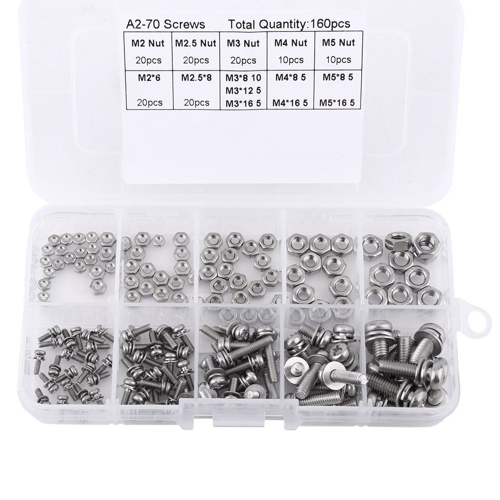 Assortimento Viti A Testa Cilindrica M3 M4 M5 Acciaio Inox A2 Esagono Interno, 8-20mm, Goo Better