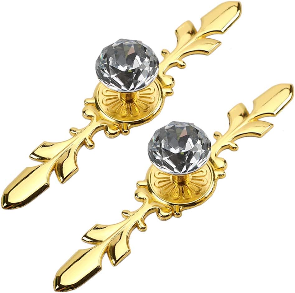 Sztuki przezroczystej gałki meblowej z kryształu diamentowego do drzwi, szuflad i dekoracji szafek (złota, 170 mm)